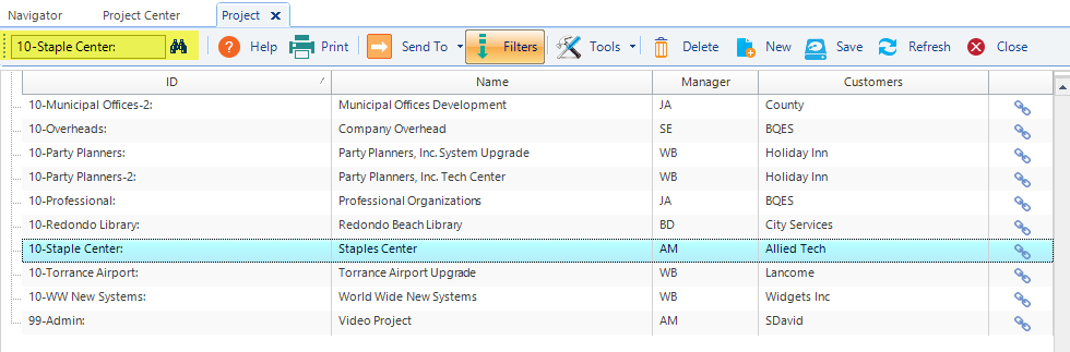 Figure 3 - Project Search Box