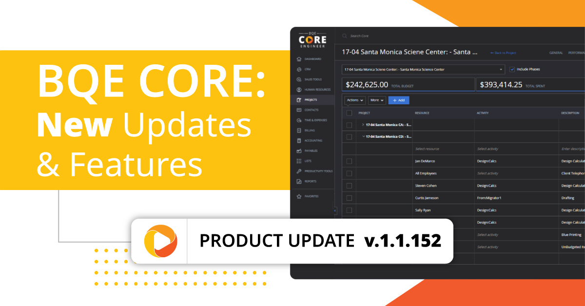BQE CORE: New Features & Enhancements! Featured Image