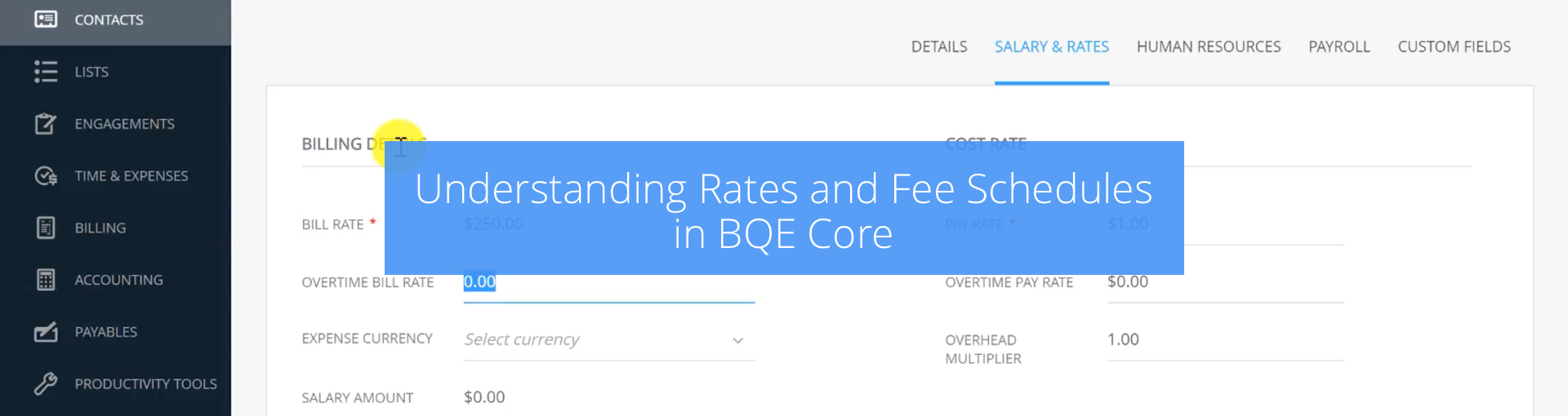 Understanding Rates and Fee Schedules in BQE Core