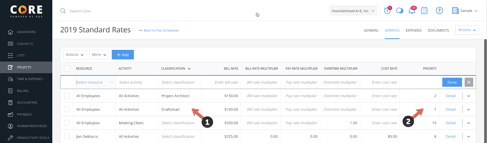 Project Fee Schedule